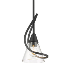 Golden 1648-M1L BLK-CLR - Wry Lighting Olympia 1-light Pendant in Matte Black